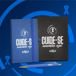 CADERNETA P/ ANOTAÇÕES COM CANETA - AZUL cirilo brindes 